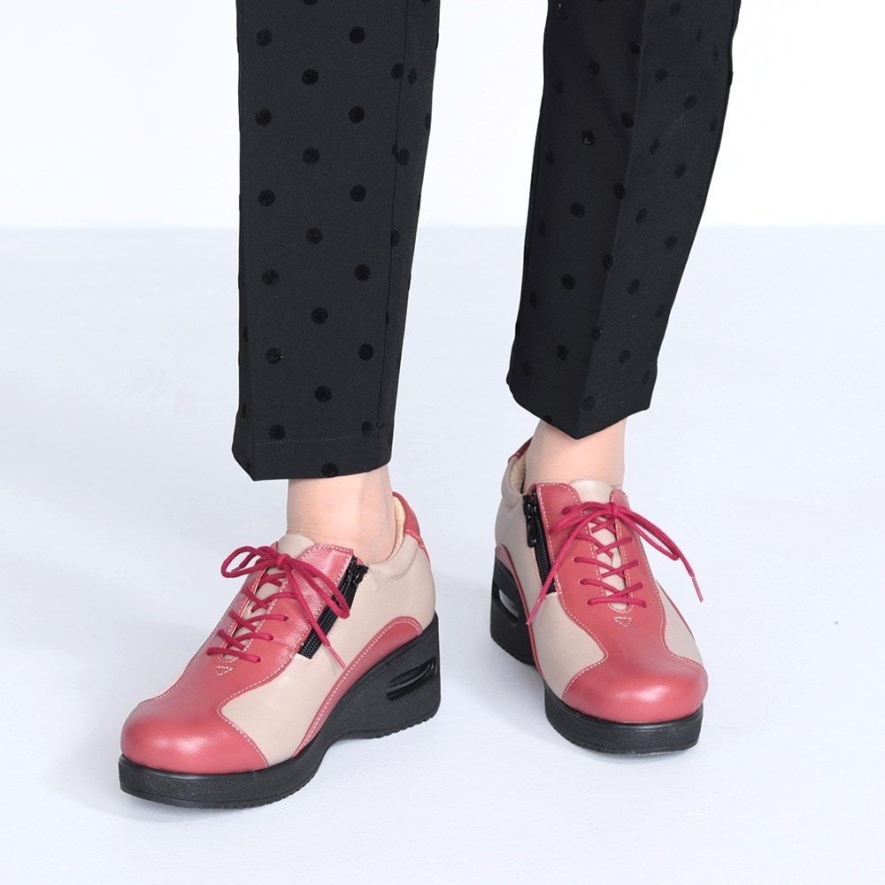 足に優しい厚底シューズ ピエールリッチ 山羊革エアークッション 靴 4E相当