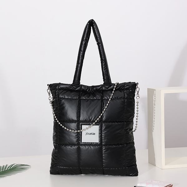 メタリックナイロンキルティング フラットトートバッグ（ボール