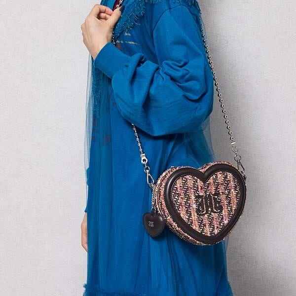 【jouetie/ジュエティ】ハートチャーム付 JJツィード　ミニハートショルダーバッグ