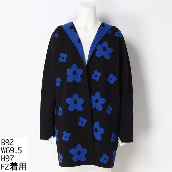 クインティ（QUINTY）/【大きいサイズ　レディース】フラワージャガードニットカーディガン 大きいサイズ レディース】フラワージャガードニットカーディガン