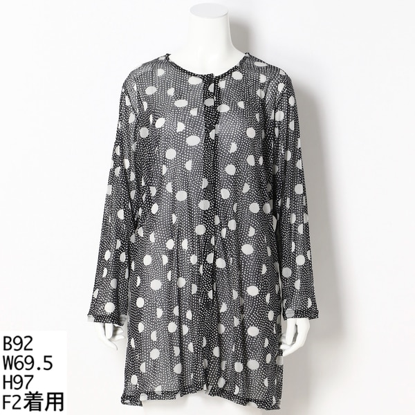 クインティ（QUINTY）/【大きいサイズレディース】チュールドットカーディガン【日本製】 大きいサイズレディース】チュールドットカーディガン【日本製
