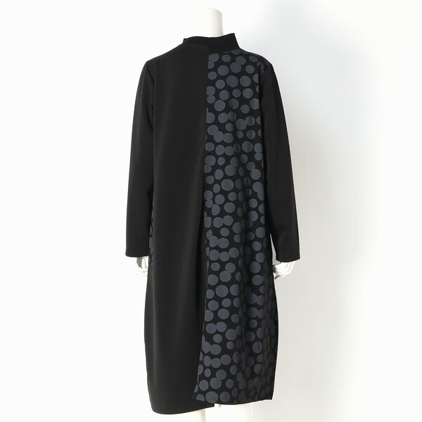 クインティ（QUINTY）/【大きいサイズレディース】ドットパターンアシンメトリーワンピース 大きいサイズレディース】ドットパターンアシンメトリーワンピース