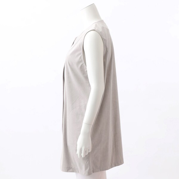 クインティ/【大きいサイズレディース】スウェードジャージーロングベスト【日本製】 大きいサイズレディース】スウェードジャージーロングベスト【日本製