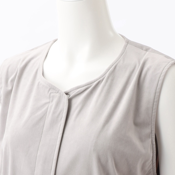 大きいサイズレディース】スウェードジャージーロングベスト【日本製