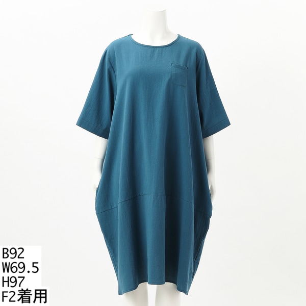 大きいサイズレディース】接結ドットシーチングワッシャーxコットン100