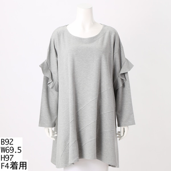 大きいサイズレディース】ミラノ天竺綿100％コクーンロングカットソー