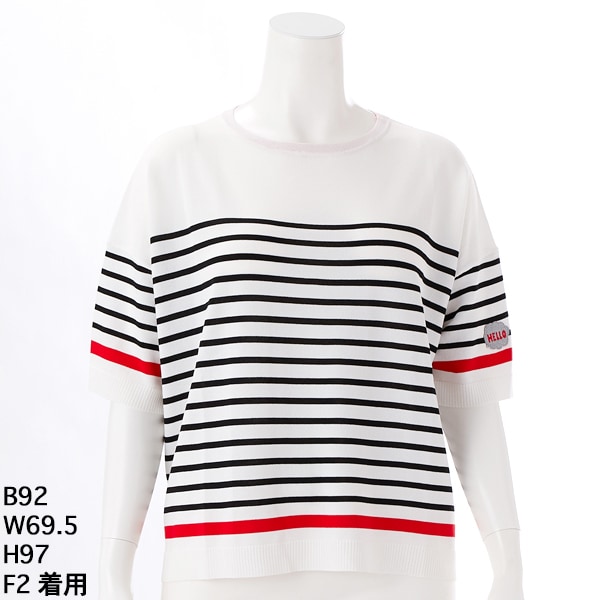 クインティ（QUINTY）/【大きいサイズレディース】ワッペン付きボーダープルオーバー 大きいサイズレディース】ワッペン付きボーダープルオーバー