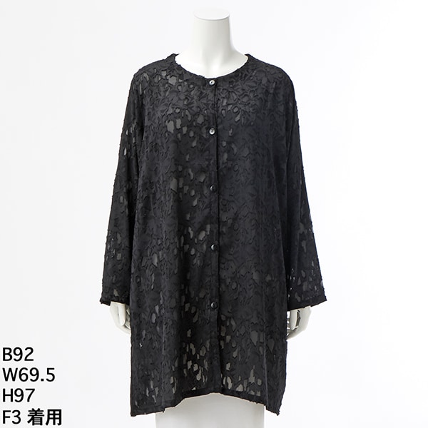 大きいサイズレディース】フロッキー花プリントシフォンロング