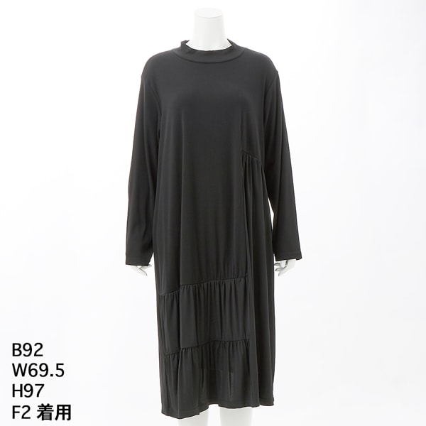 大きいサイズレディース】パールクリップ付き襟もと袖メッシュ使い