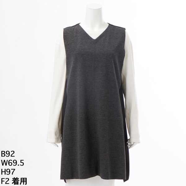 クインティ（QUINTY）/【大きいサイズレディース】配色Vネックチュニック 大きいサイズレディース】配色Vネックチュニック | クインティ(QUINTY