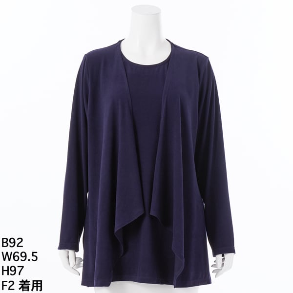 クインティ（QUINTY）/【大きいサイズレディース】ゴールドウォームベア天竺レイヤード風チュニックドレス【日本製】 大きいサイズレディース】ゴールドウォームベア天竺レイヤード風