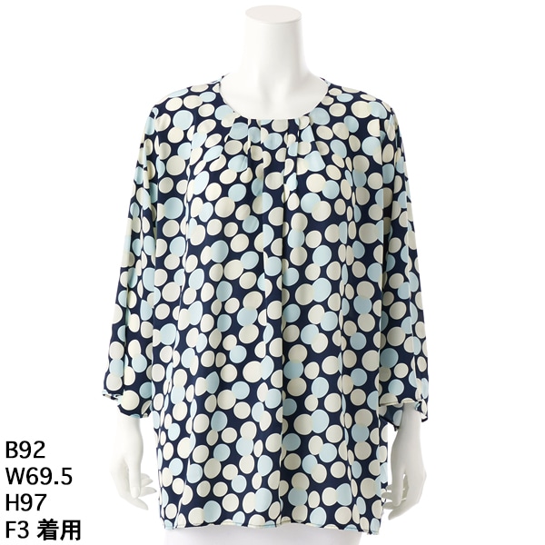 クインティ（QUINTY）/【大きいサイズレディース】デシンドットブラウス【日本製】 大きいサイズレディース】デシンドットブラウス【日本製