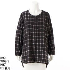 【大きいサイズレデイ―ス】チェック柄 ノーカラーシャツチュニック【日本製】