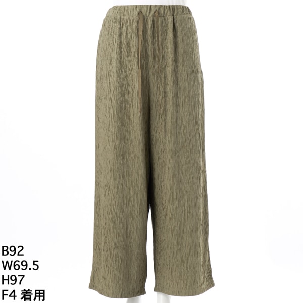 クインティ（QUINTY）/【大きいサイズレディース】ウェーブプリーツセミワイドパンツ 大きいサイズレディース】ウェーブプリーツセミワイドパンツ