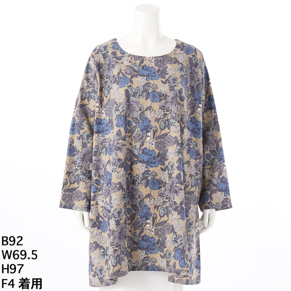 大きいサイズレディース】ビエラ微起毛小花プリントAラインチュニック