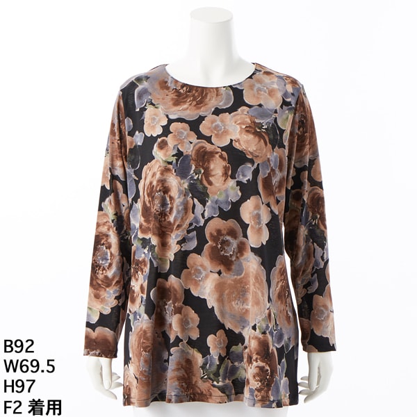 大きいサイズレディース】綿麻シーチング花柄チュニック【日本製