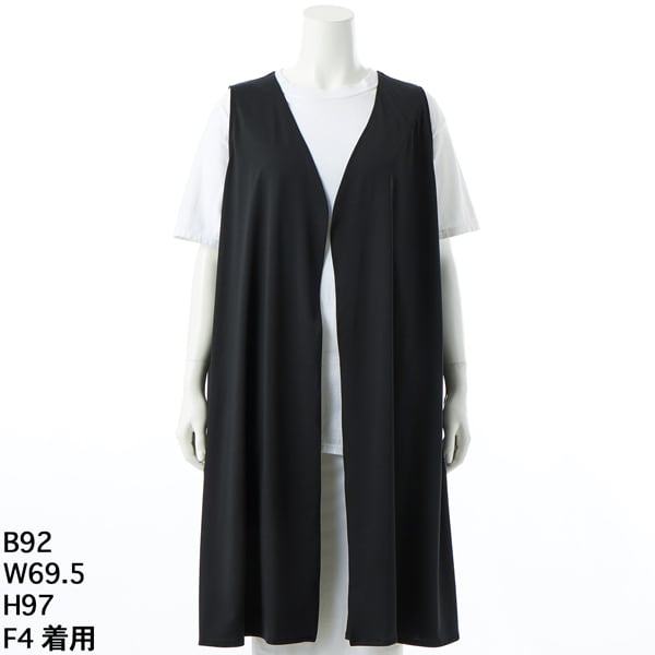 大きいサイズレディース】ビッグファスナーデザインジップロングジレ