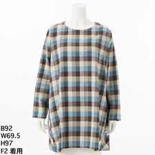 【大きいサイズレディース】サイド切替チェック柄チュニック【日本製】