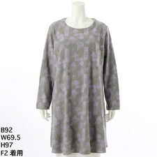 【大きいサイズレディース】幾何柄起毛ジャガードチュニック【日本製】