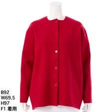 【大きいサイズレディース】接結ミドル丈ニットジャケット