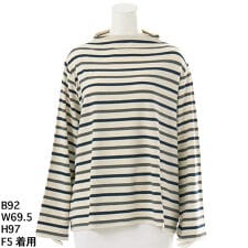 【大きいサイズレディース】ベア天竺ボーダーカットソー【日本製】