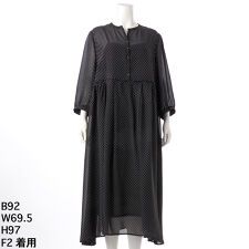 【大きいサイズレディース】上品フェミニンドットロングワンピース