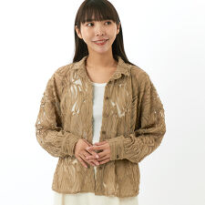 【大きいサイズレディース】コード刺繍シャツブラウス