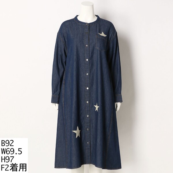 ターシャルビー/【大きいサイズ】星刺しゅうデニムワンピース 大きいサイズ】星刺しゅうデニムワンピース | ターシャルビー(Tasha