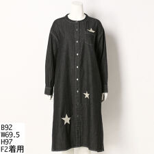 【大きいサイズ】星刺しゅうデニムワンピース