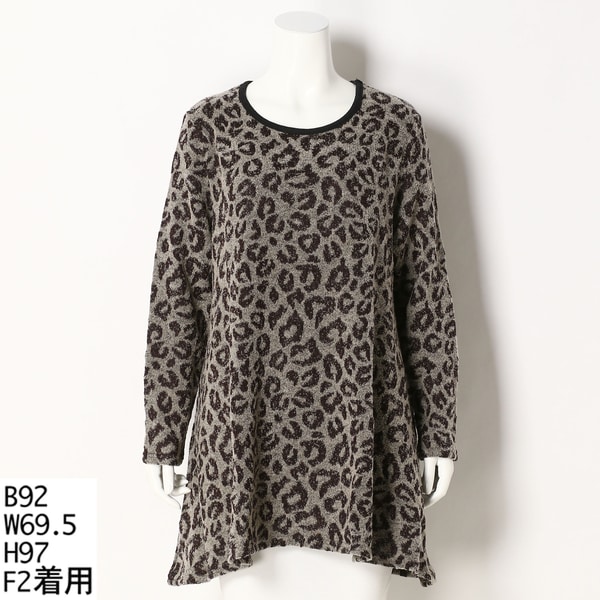 ターシャルビー/【大きいサイズ】レオパードジャガードチュニック　大きいサイズ 大きいサイズ】レオパードジャガードチュニック 大きいサイズ