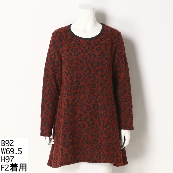 【大きいサイズ】レオパードジャガードチュニック　大きいサイズ