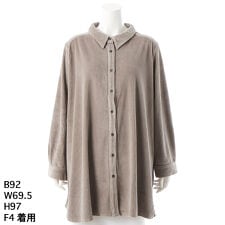 【大きいサイズ】ワイドリブコーデュロイロングシャツチュニック