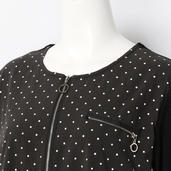 大きいサイズ】ドット柄異素材切替えライトコート | ターシャルビー