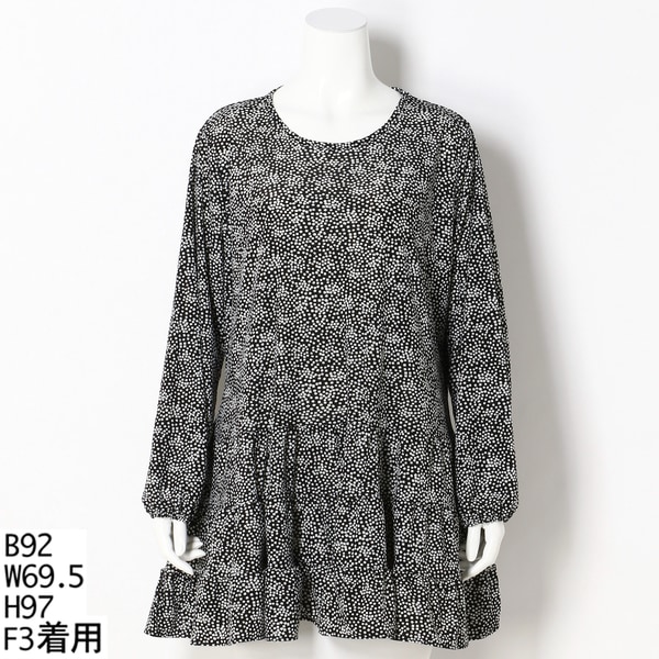 大きいサイズレディース】裾デザインヘムボタニカルプリントコットン