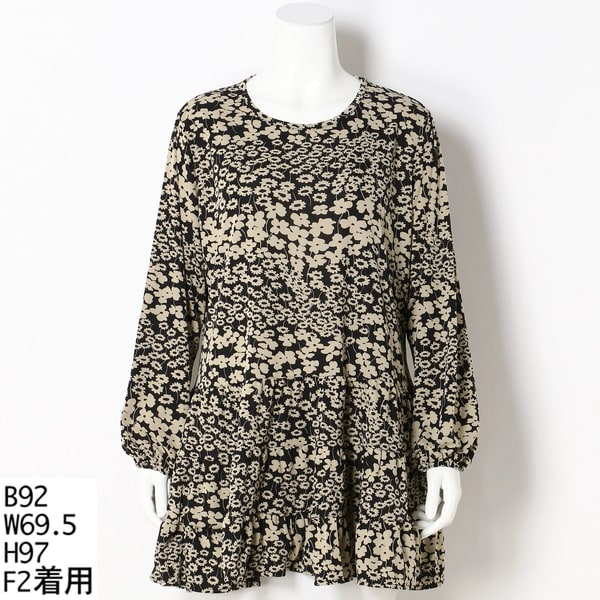 ターシャルビー（Tasha Ruby）/【大きいサイズレディース】フラワー柄ティアードチュニック【日本製】 大きいサイズレディース】フラワー柄ティアードチュニック【日本製