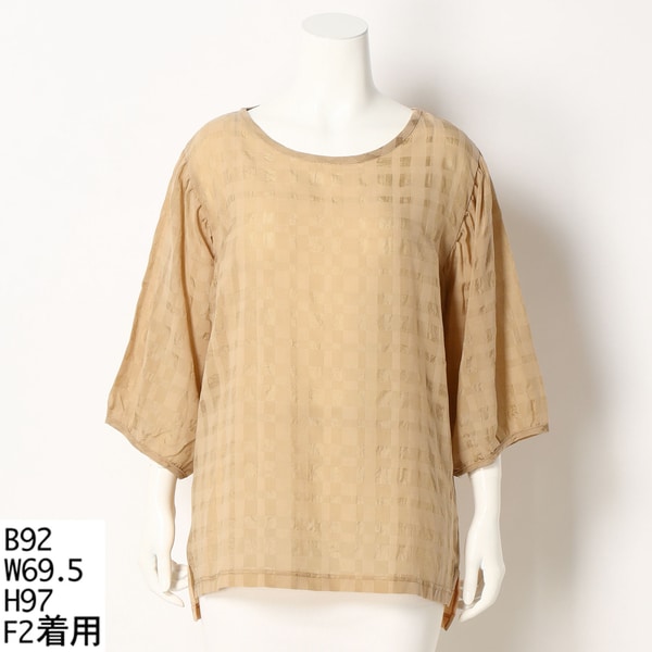 大きいサイズレディース】プロヴァンス風レモン柄リップルブラウス／綿