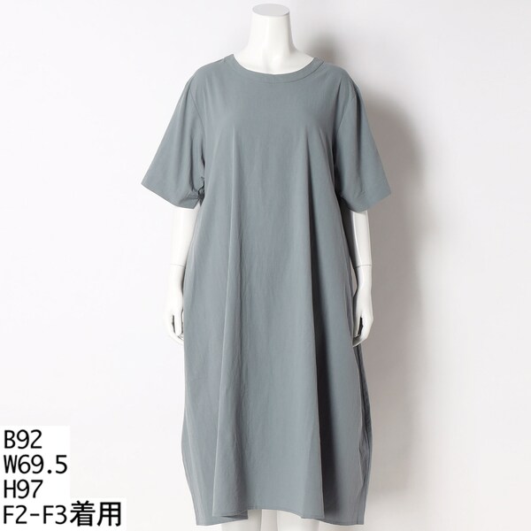 大きいサイズレディース】コットン100%サイドタックロングワンピ―ス