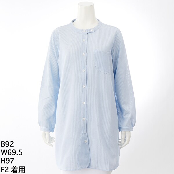 ターシャルビー（Tasha Ruby）/【大きいサイズレディース】ラッセルストライプロングシャツ【日本製】 大きいサイズレディース】ラッセルストライプロングシャツ【日本製