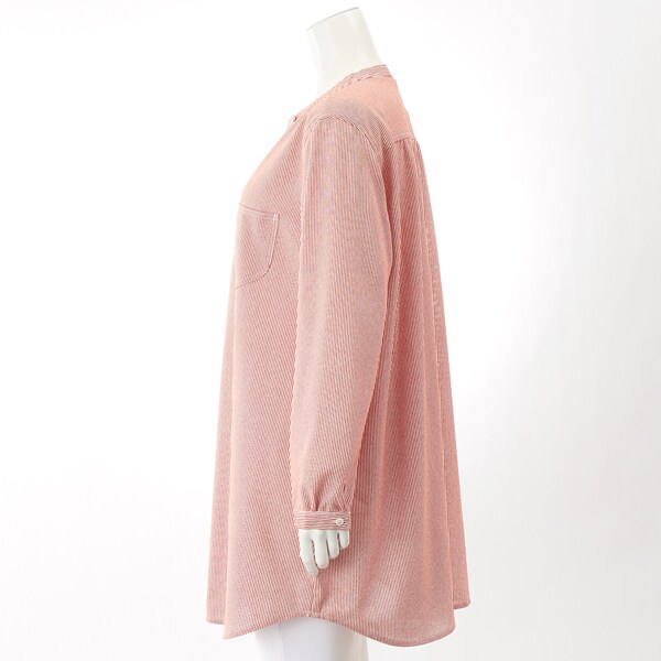 大きいサイズレディース】ラッセルストライプロングシャツ【日本製