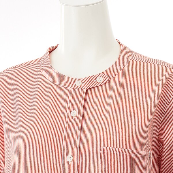 大きいサイズレディース】ラッセルストライプロングシャツ【日本製