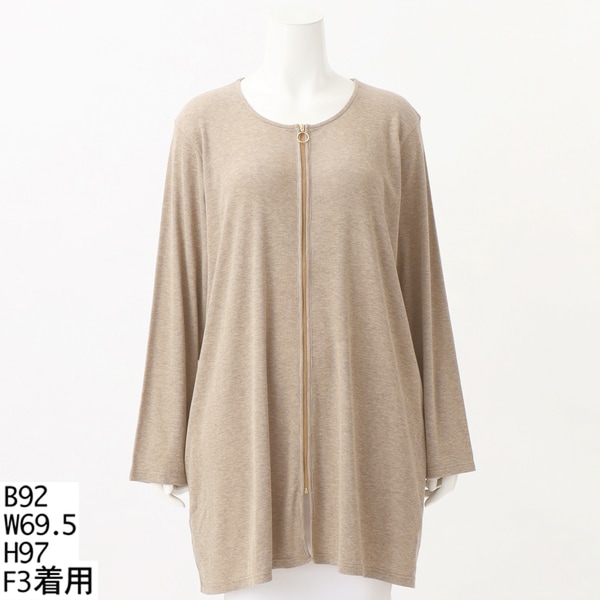 ターシャルビー（Tasha Ruby）/【大きいサイズレディース】ラメストレッチリブジップアップカーディガン【日本製】 大きいサイズレディース】ラメストレッチリブジップアップカーディガン