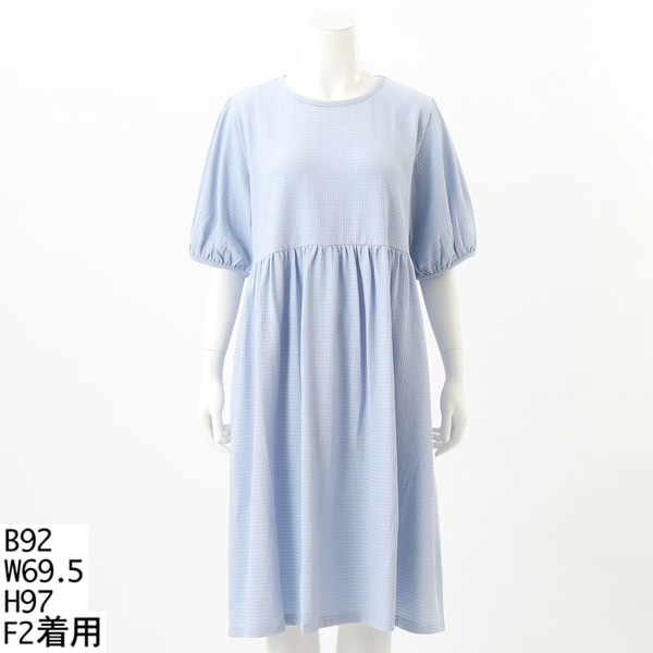 ターシャルビー/【大きいサイズレディース】パフスリーブ切り替えワンピース【日本製】 大きいサイズレディース】パフスリーブ切り替えワンピース【日本製