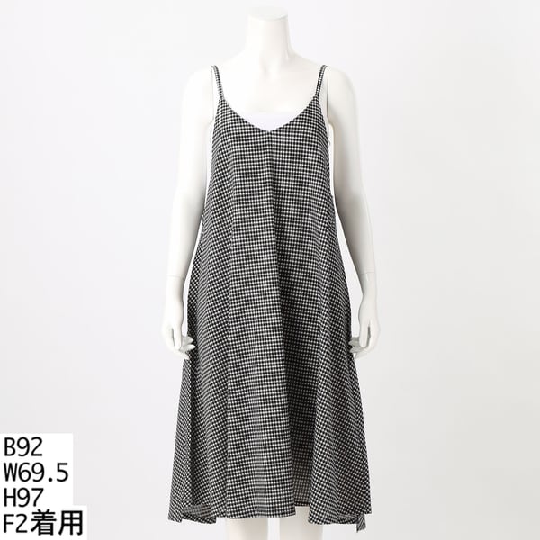 クインティ（QUINTY）/【大きいサイズレディース】ジーケリーグレンチェックキャミソールドレス【日本製】 大きいサイズレディース】ジーケリーグレンチェックキャミソールドレス