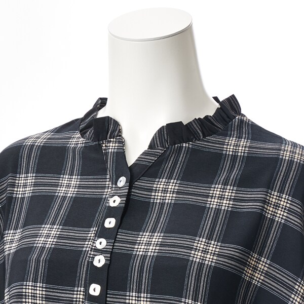 【大きいサイズレディース】タック使いチェック柄ブラウス チェック柄ブラウス | レディース服・レディースファッション