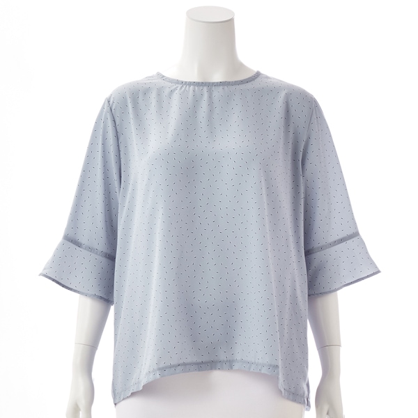 ターシャルビー（Tasha Ruby）/【大きいサイズレディース】変形ドット風プリントフレアスリーブブラウス【日本製】 大きいサイズレディース】変形ドット風プリントフレアスリーブブラウス