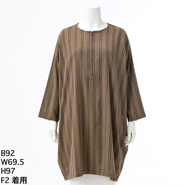 ターシャルビー（Tasha Ruby）/【大きいサイズレディース】綾多色ストライプコクーンチュニック【日本製】 ce016-87108-01b.jpg?basethum=225