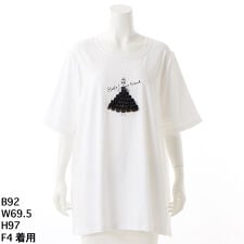 【大きいサイズレディース】フリルレースドレス女の子プリントTシャツ｜華やかカジュアルトップス