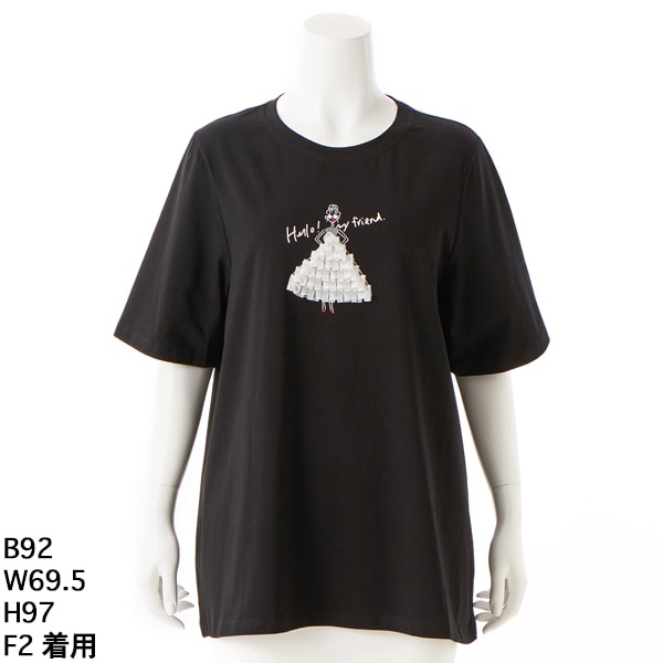 ターシャルビー（Tasha Ruby）/【大きいサイズレディース】スマイルキラキラロゴTシャツ｜ラメ×パールで華やかカジュアルスタイル 大きいサイズレディース】スマイルキラキラロゴTシャツ｜ラメ×パールで