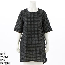 【大きいサイズレディース】軽くて涼しい、塩縮ワッフル綿100％変形デザインチュニック 【日本製】