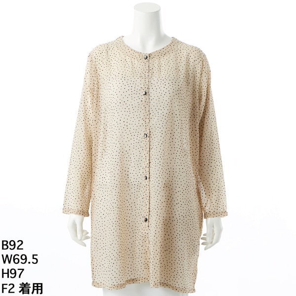ターシャルビー（Tasha Ruby）/【大きいサイズレディース】フロッキードットプリントシフォンロングカーディガン【日本製】 大きいサイズレディース】フロッキードットプリントシフォンロング